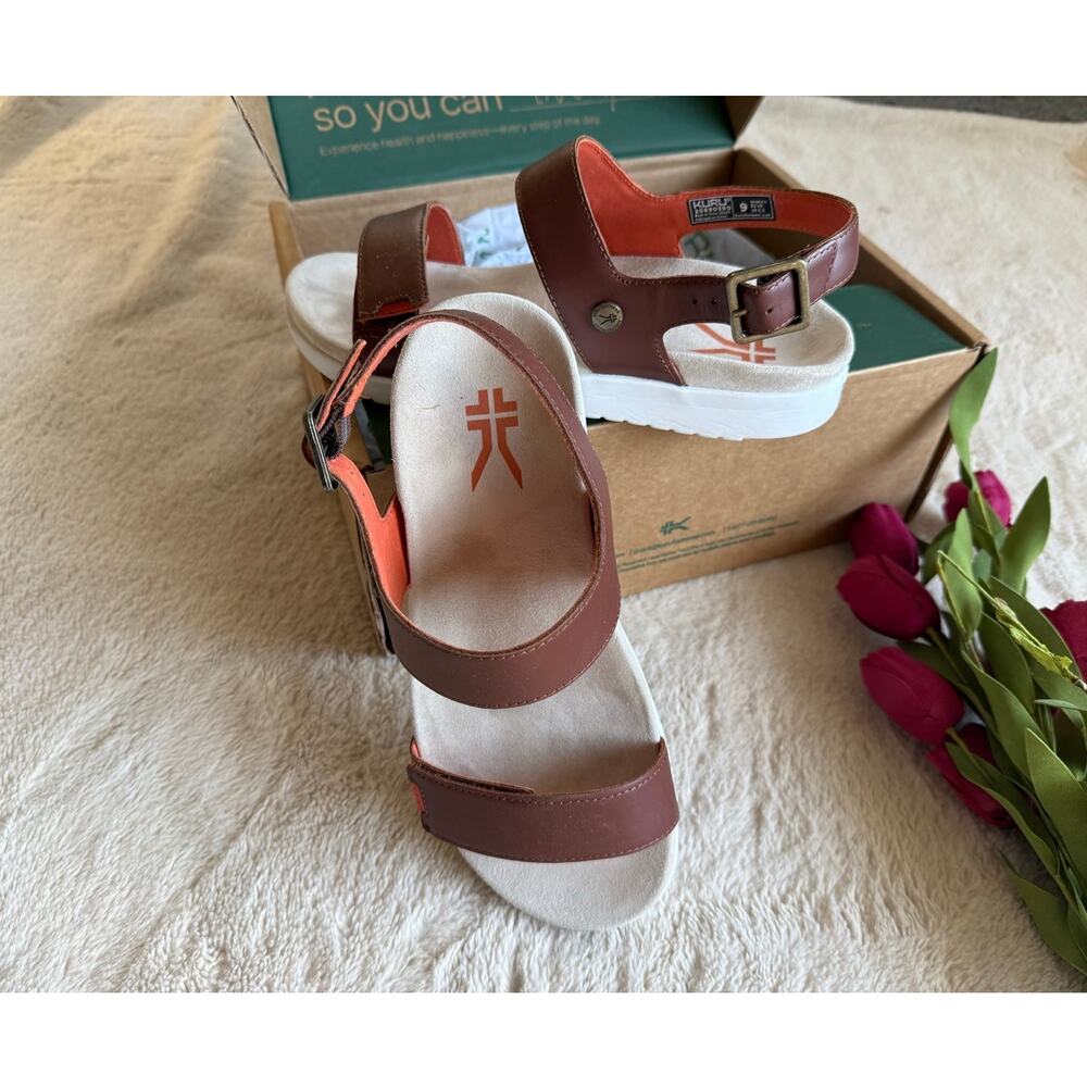 Kuru Glide Sandals Walnut Brown Size 9 Arch